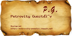 Petrovity Gusztáv névjegykártya